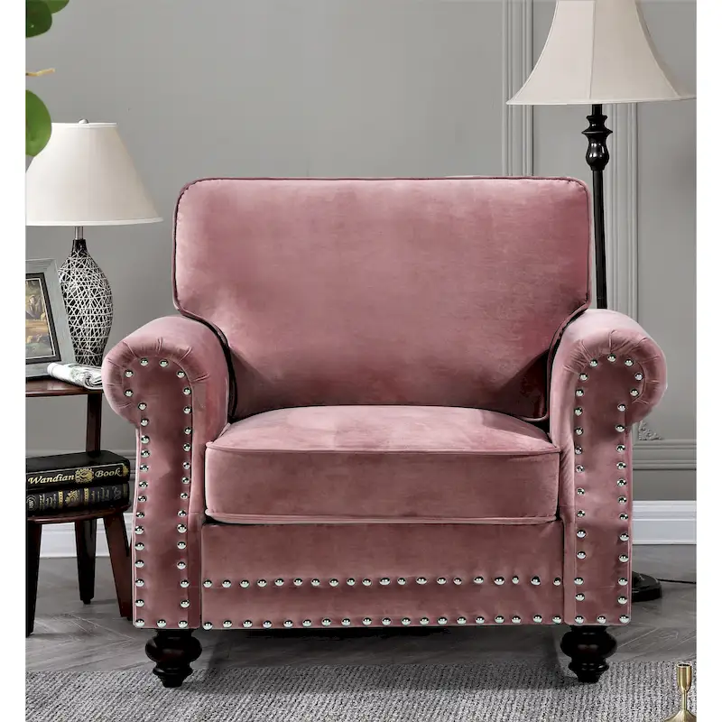 Suffield Velvet Nailhead Armchair