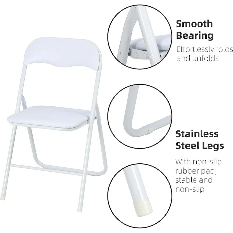 4 Folding Chairs with Cushion, with Non-Slip Feet Pads