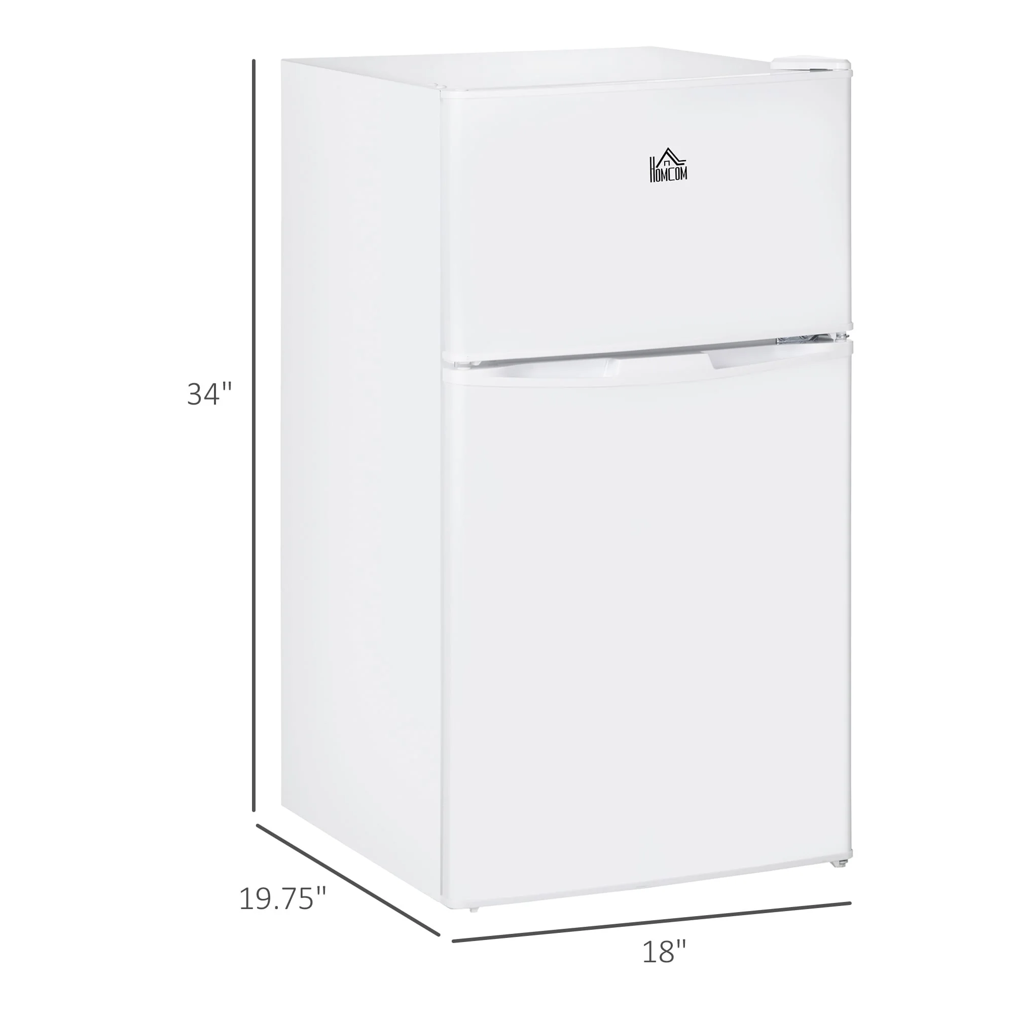 HOMCOM Double Door Mini Fridge with Freezer, 3.2 Cu.Ft Compact Refrigerator with Adjustable Shelf, Adjustable Thermostat
