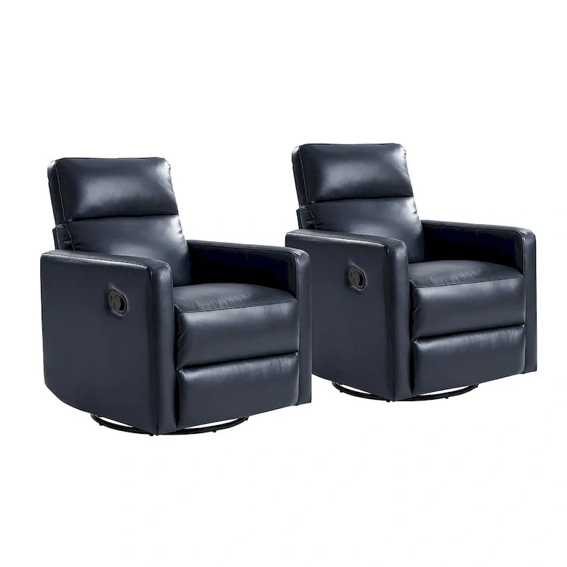 Josefa Modern Genuine Leather Swivel Rocker Recliner Set of 2 by Hulala Home