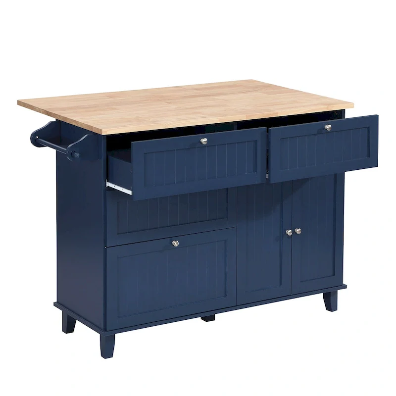 Topmax Farmhouse Kitchen Island Set With Drop Leaf And 2 Seatings
