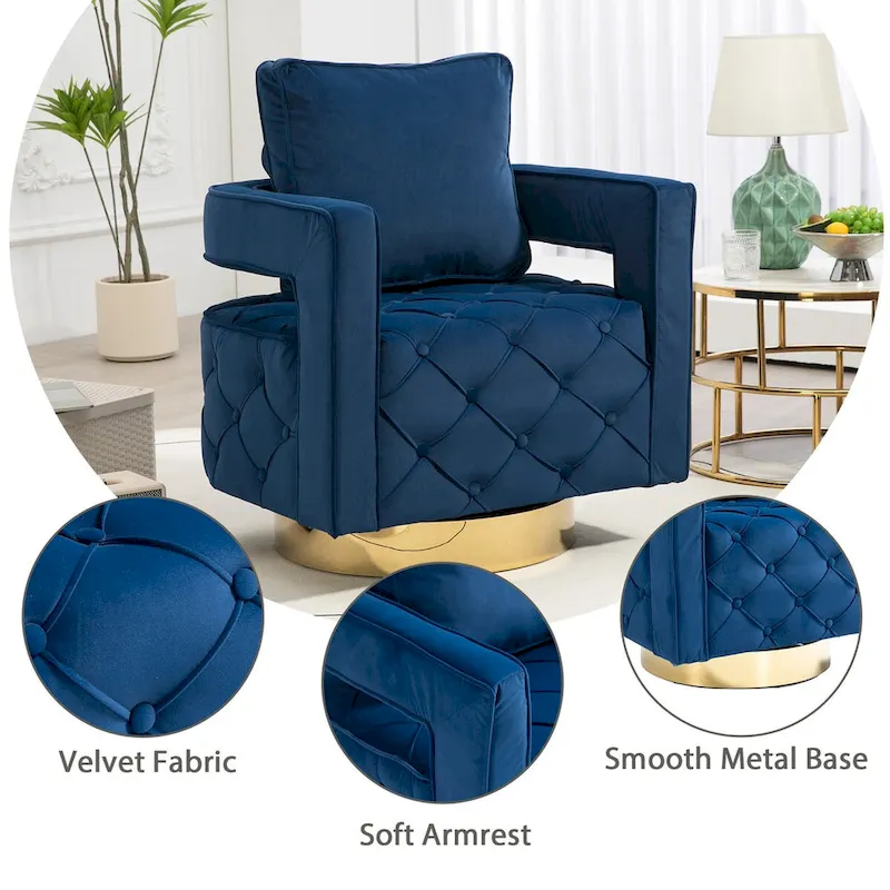 Fabric pull buckle living room rotating leisure chair, reception and negotiation chair