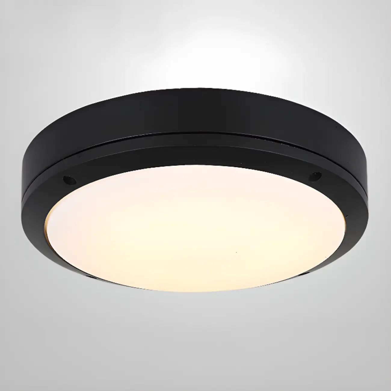 Industrial Black Round Metal LED Flush Ceiling Light