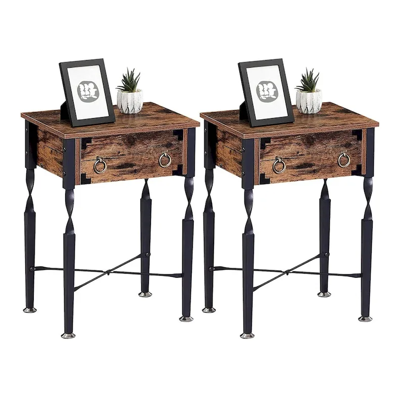 Taomika Nightstands, Coffee Table, Modern Coffee Table Sets, Rustic Brown, Set of 1/2/3