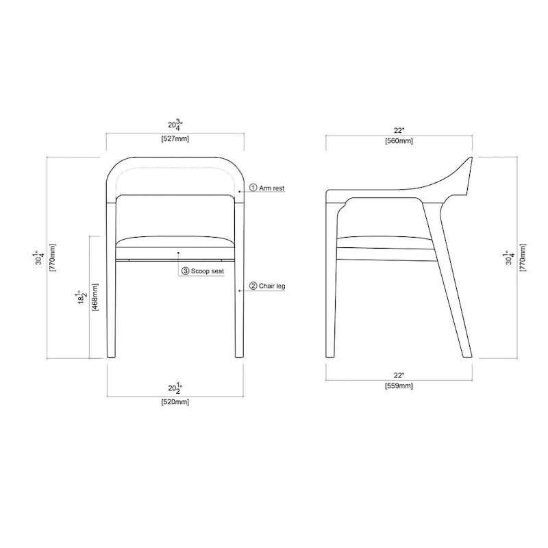 Rubberwood Dining Armchair with Faux Leather Seat