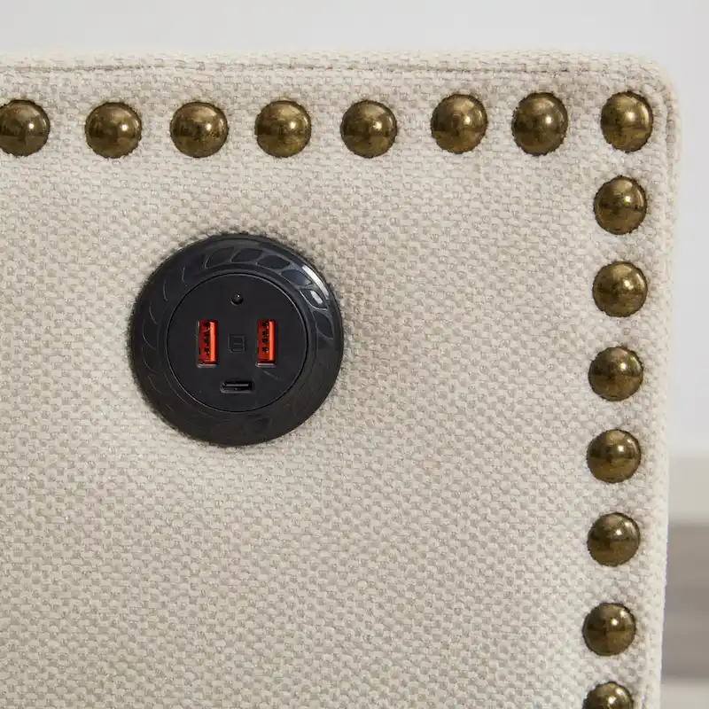 Cream White Modern 30.3 Accent Chair with USB