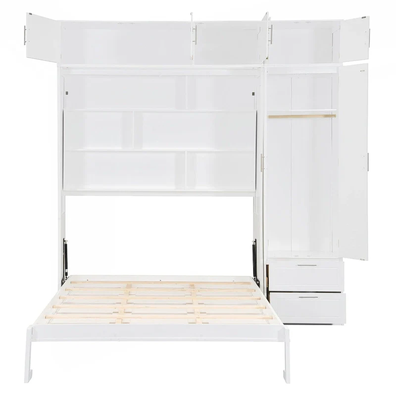 Versatile Queen Size Murphy Bed with Integrated Storage and Foldable Design for Space Optimization