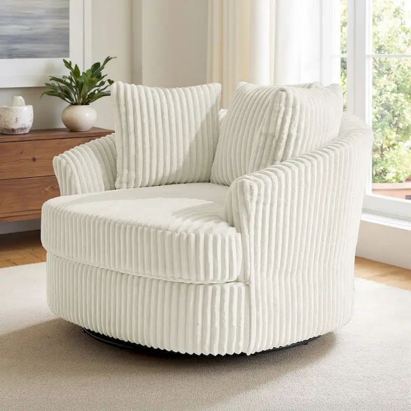 Swivel Tub Chair With Integrated Armrests And Removable, Washable Cover