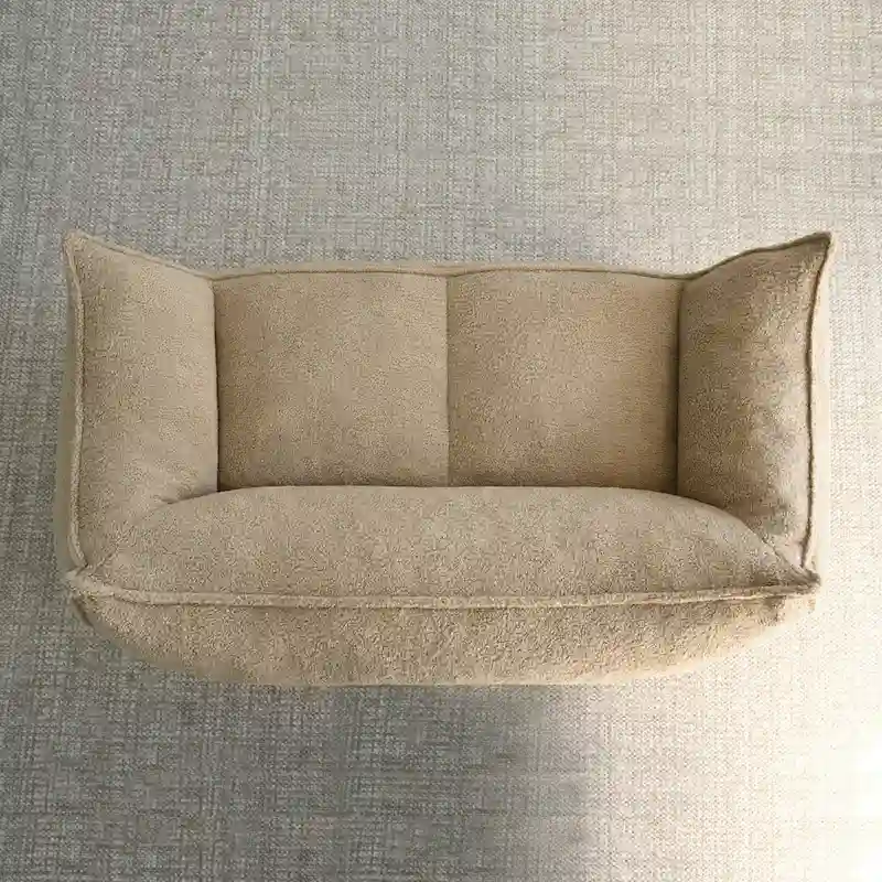 2 Seater Bean Bag Sofa Loveseat Teddy Faux Fabric Fabric Lazy Sofa Bean Bag Chair