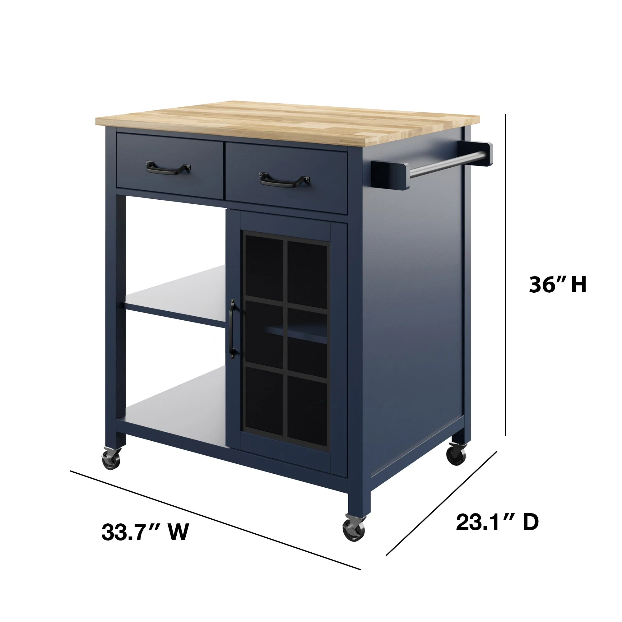 Compact Rolling Kitchen Island Cart with Storage