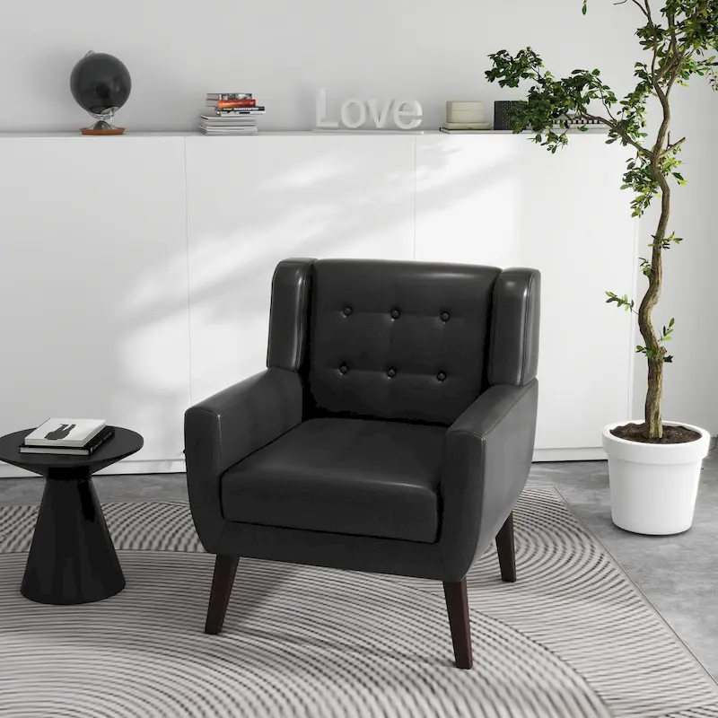PU Leather Accent Chair Living Room Upholstered Armchair