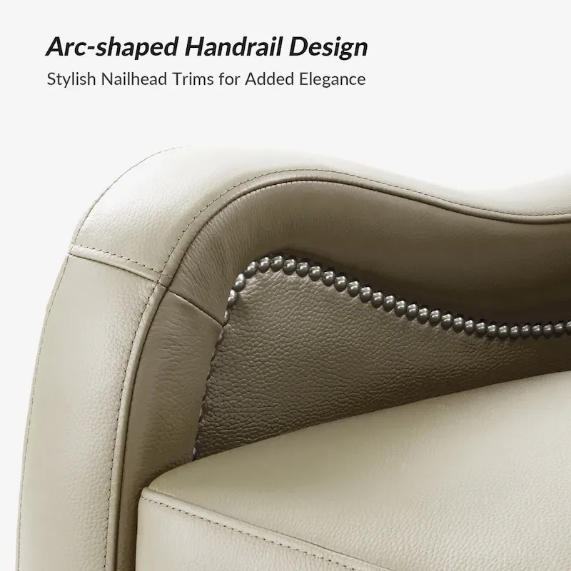 Genuine Leather Swivel Rocker Recliner with Nailhead Trims by