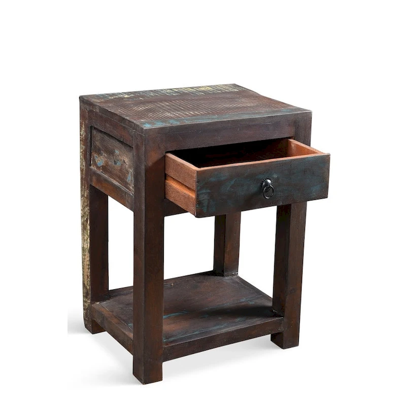 Handmade Reclaimed Wood Side Table (India)