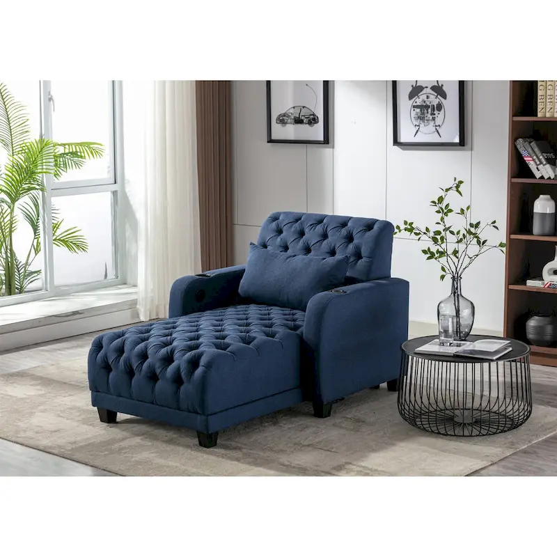 Clihome Tufted Reclining Chaise Lounge