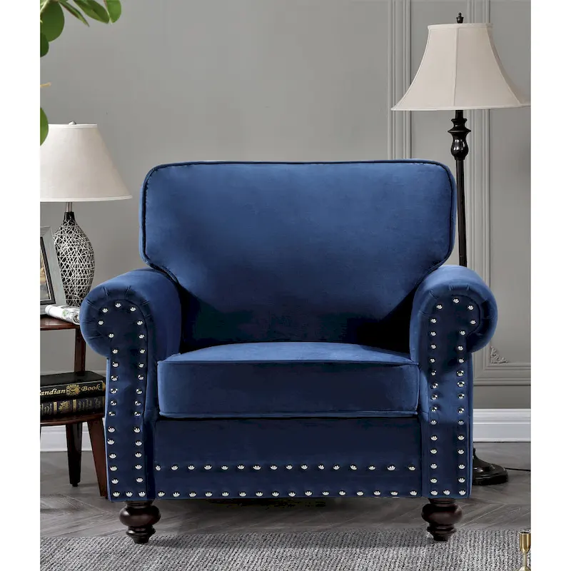 Suffield Velvet Nailhead Armchair
