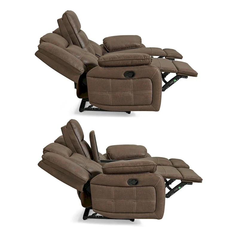 Roundhill Furniture Lesley 2-Piece Living Room Reclining Set, Brown