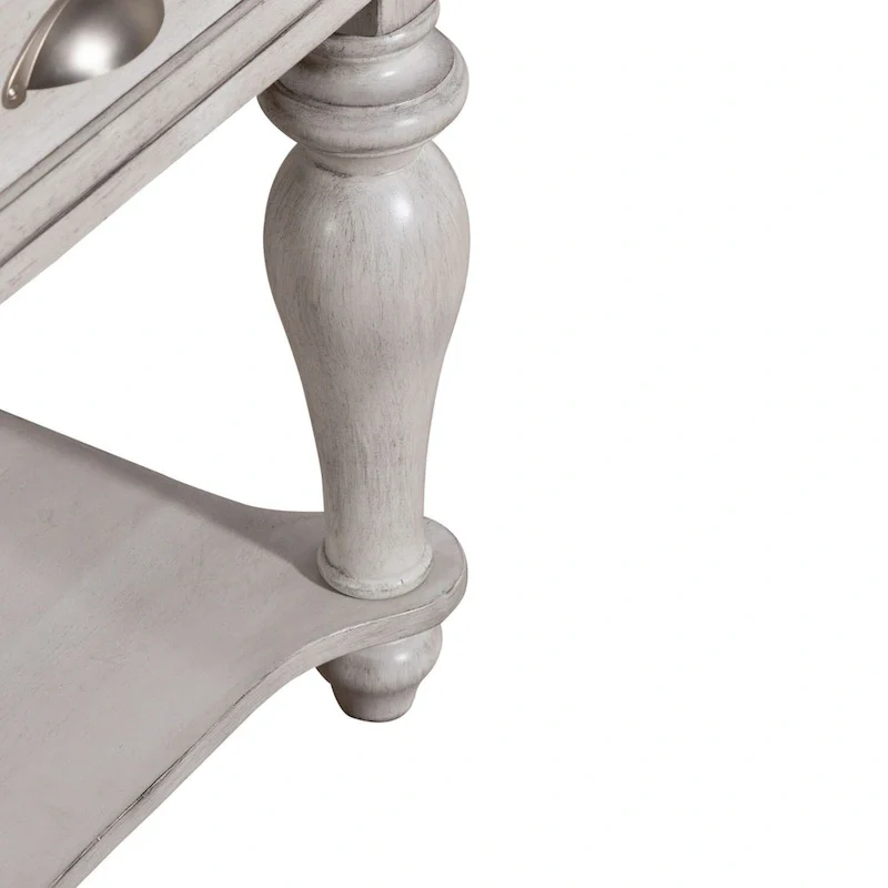 Ocean Isle Antique White & Weathered Pine Drawer End Table