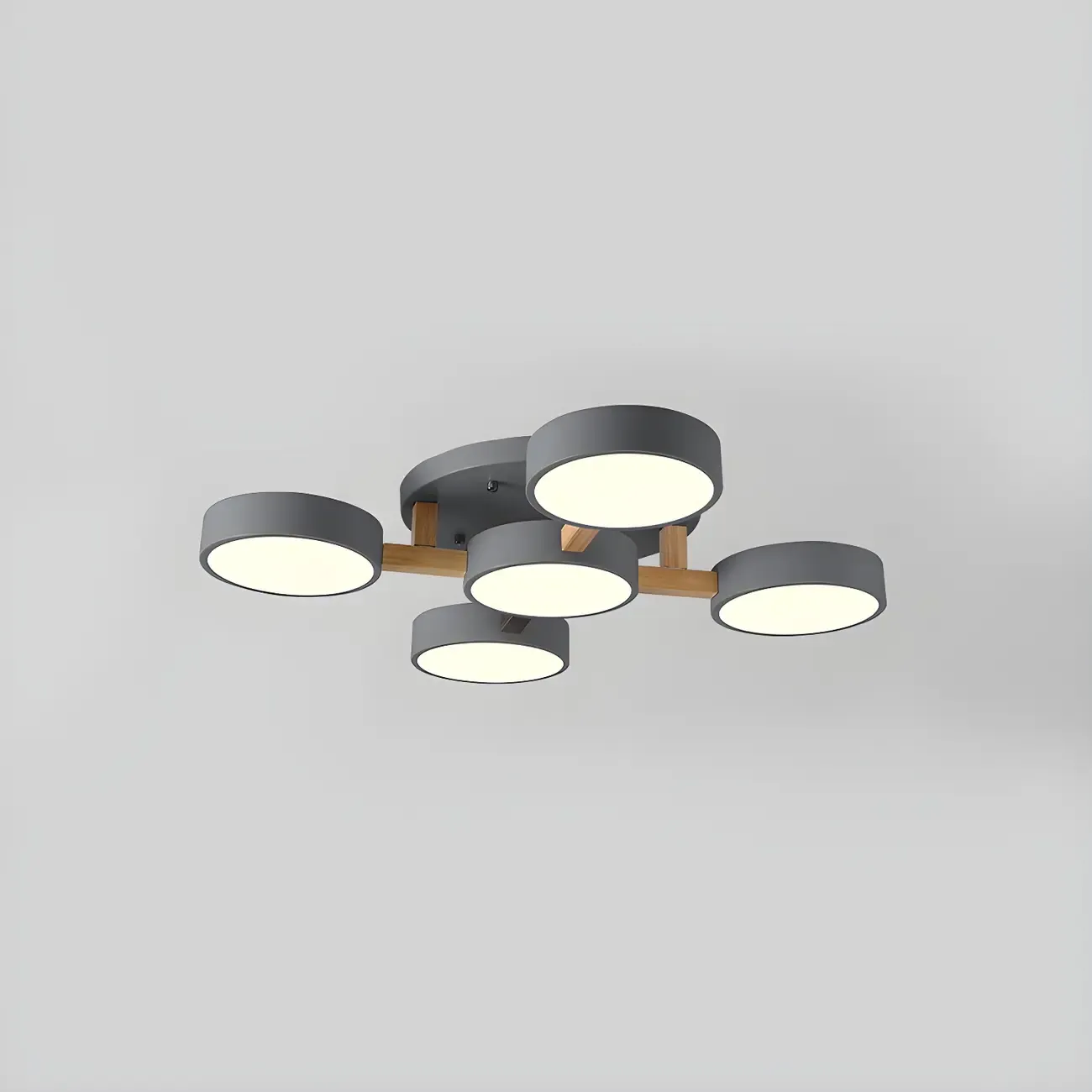 Green Drum Shade Semi Flush Ceiling Light 3-Gear Dimming