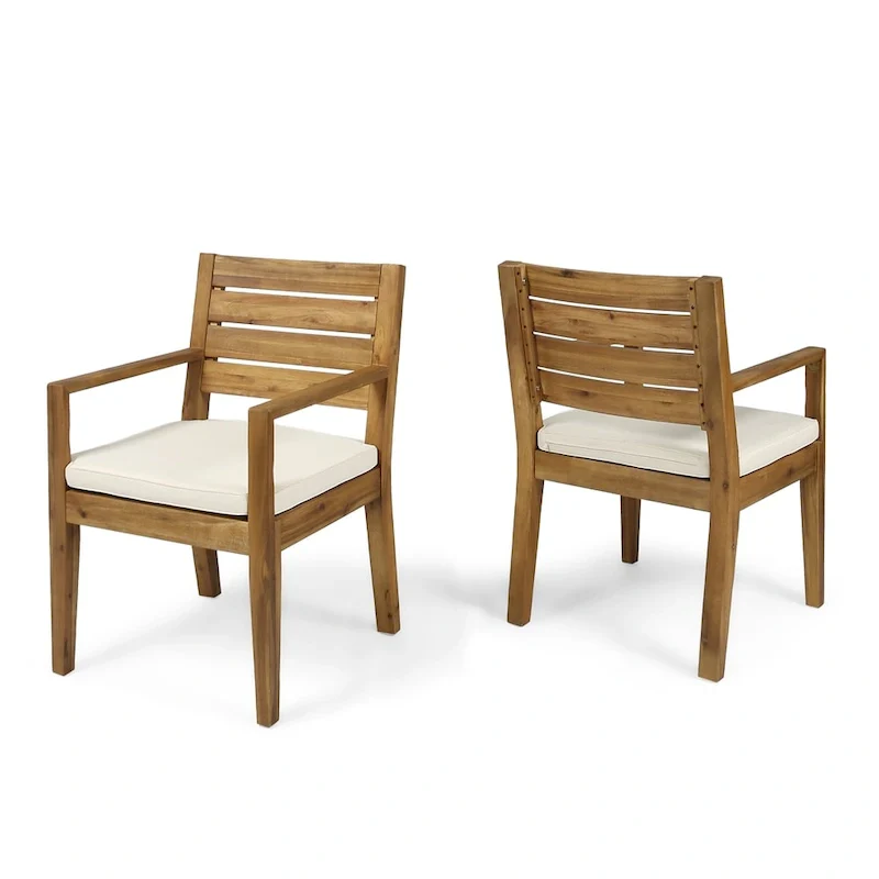 Nestor Outdoor Acacia Wood Dining Chairs by Christopher Knight Home
