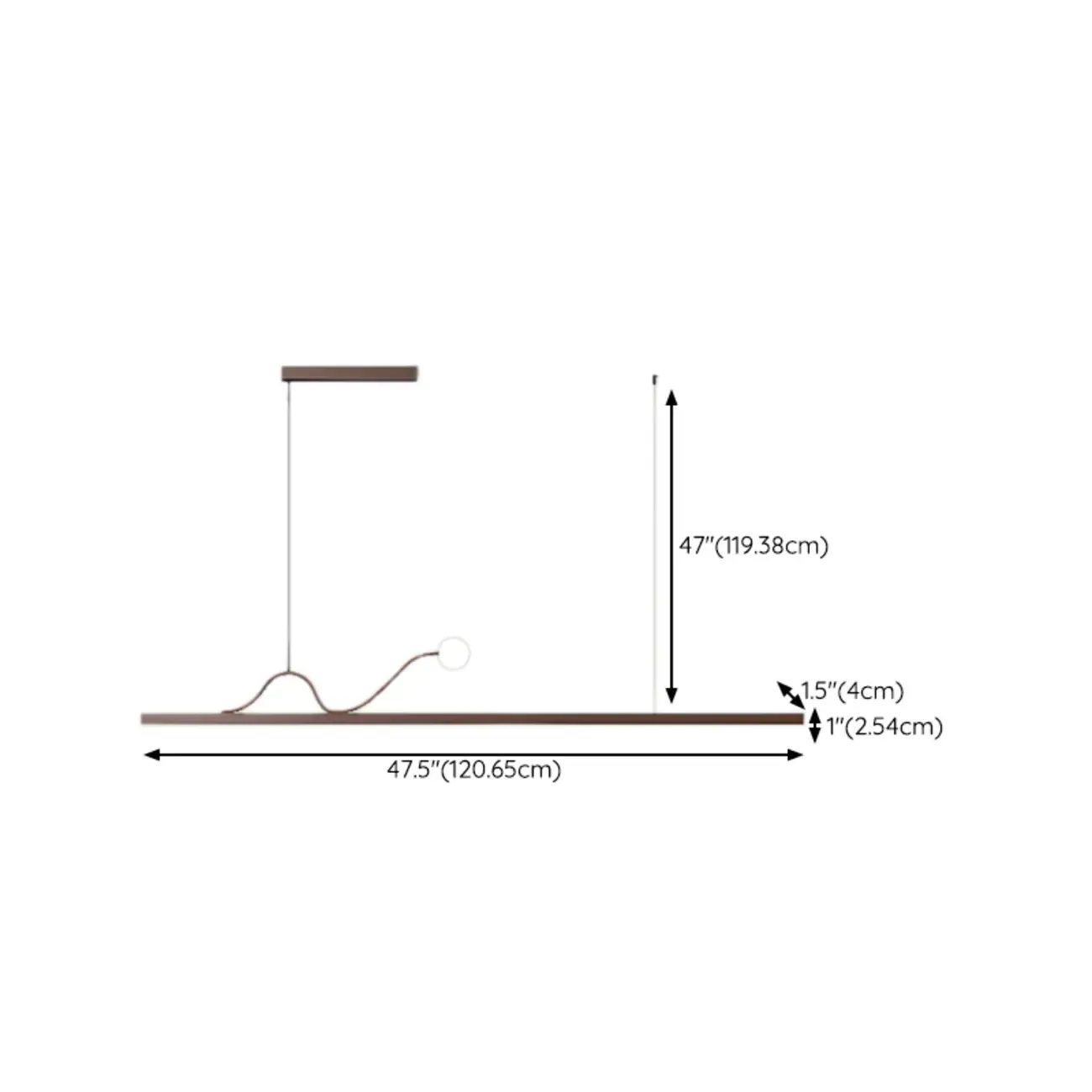 2-Light Rectangle Slim Linear Walnut Island Pendant Lights