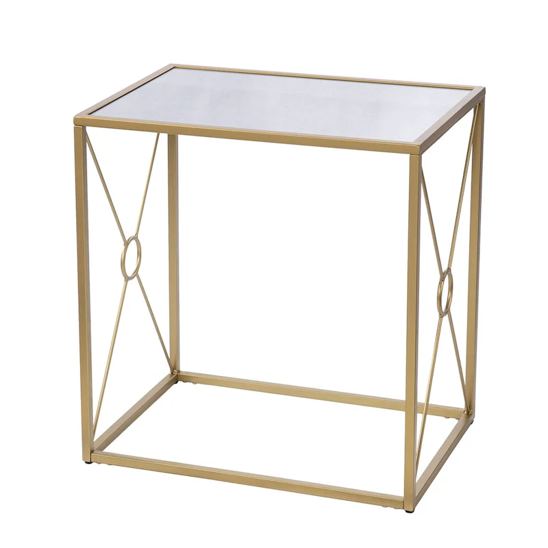Transitional Gold Metal Side Table