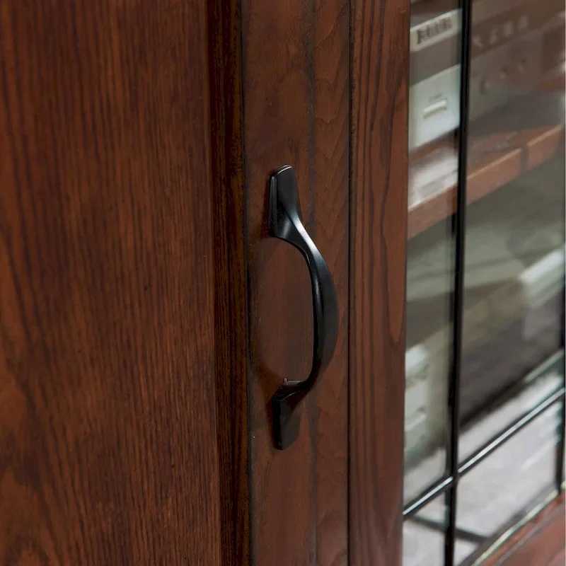 Leick Home 80360 Burnished Oak Leaded Glass TV Stand