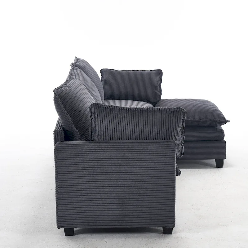 102 Velvet U-Shaped Sectional Sofa with Ottoman & Lumbar Pillows