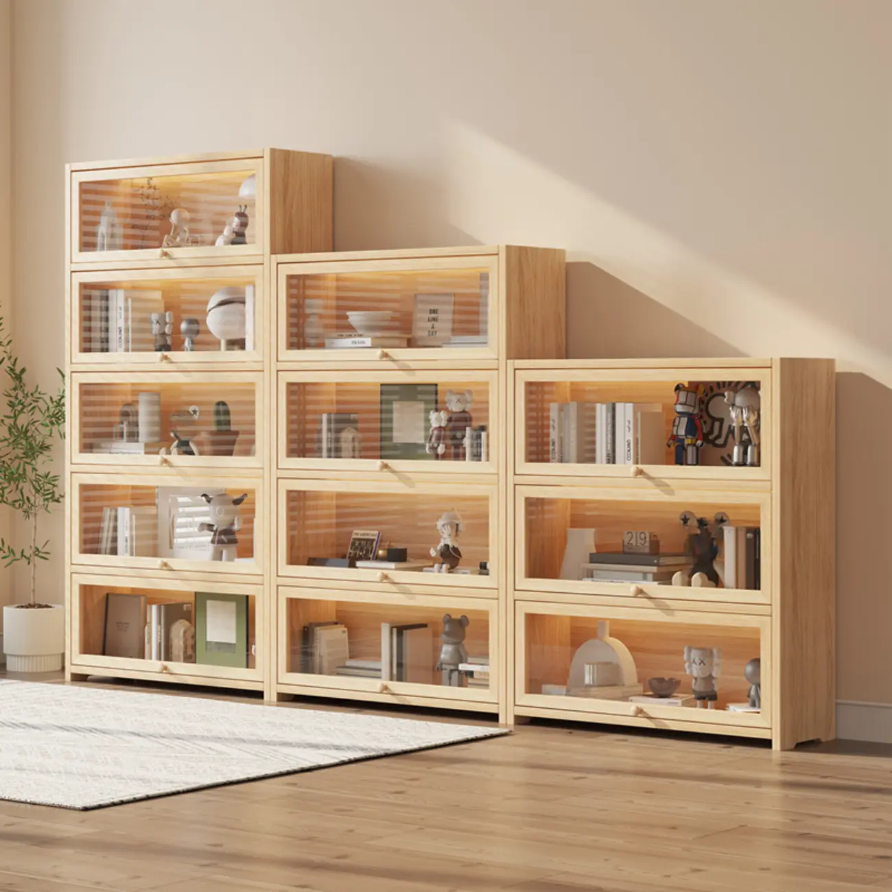 Classic Natural Finish Solid Wood 5-Shelf Display Bookcase