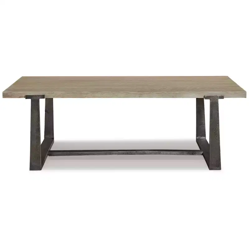 Dalenville Coffee Table Metallic Black/Gray/Brown/Beige - Signature Design by Ashley: Trestle Base, Antiqued Finish