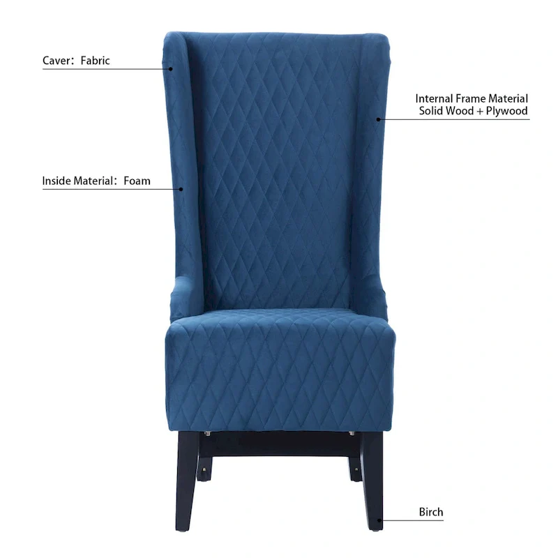 Upholstered Velvet Accent Chair with High Wingback and Wooden Legs