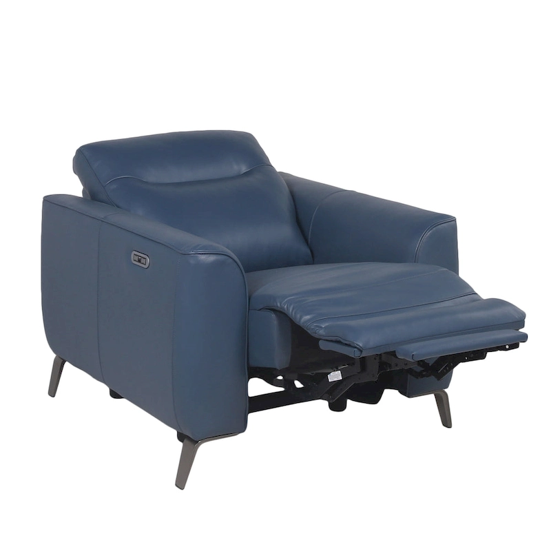 Steve Silver Top Grain Leather Ocean Blue Power Reclining Chair