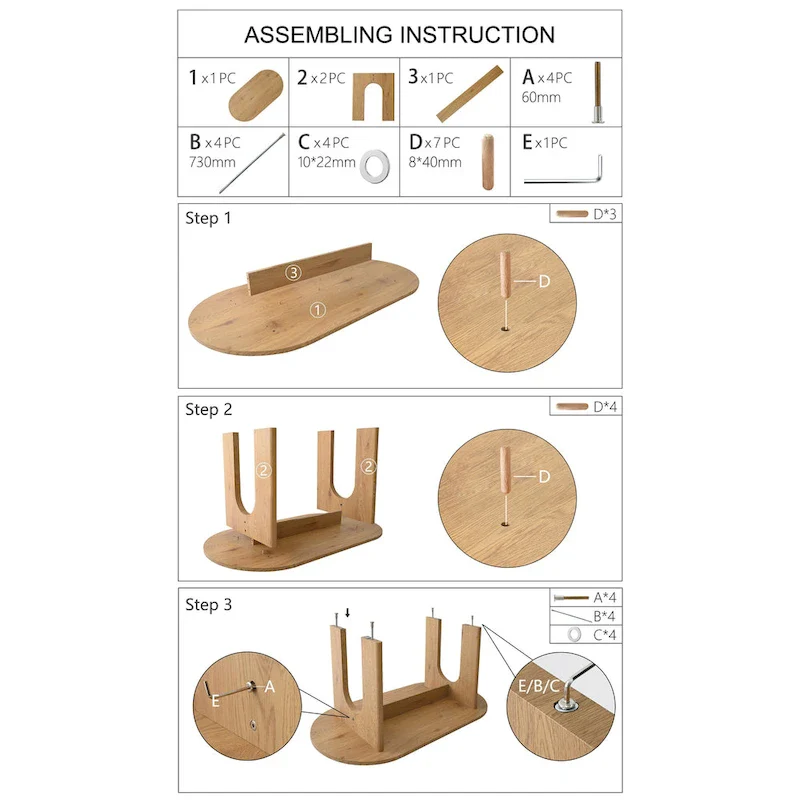 67 Pedestal Dining Table - Oak