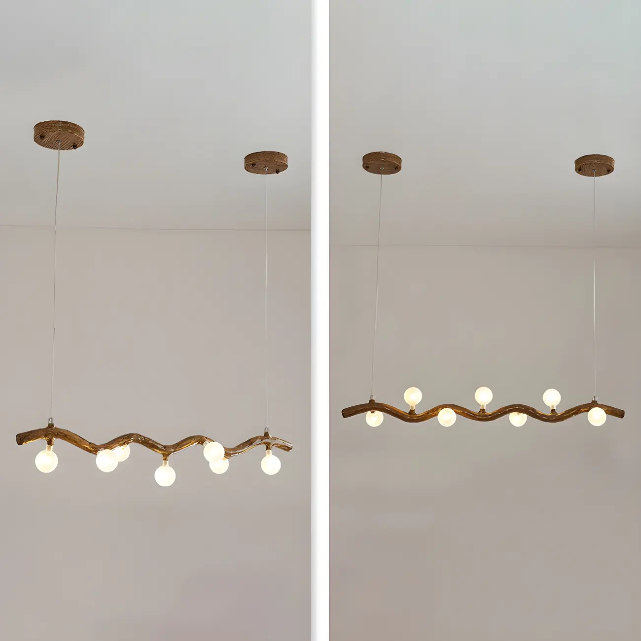 Modern Brown Glass Linear Island Pendant Light