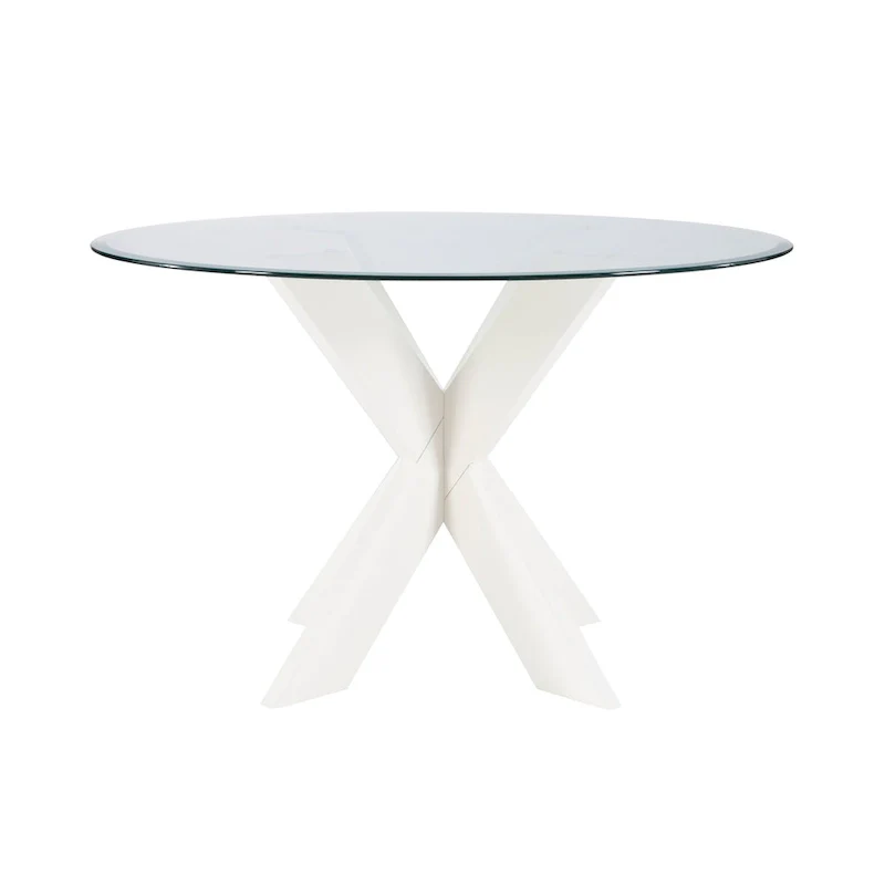 Allard X-base Round Glass Dining Table (Table Only)