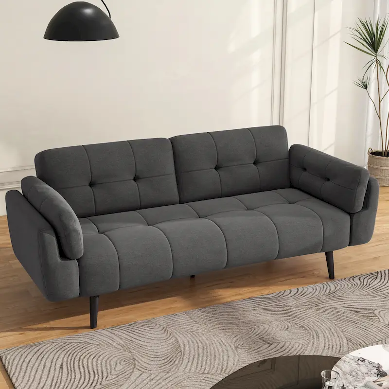 Modern Adjustable Backrest Convertible Futon Sleeper Couch
