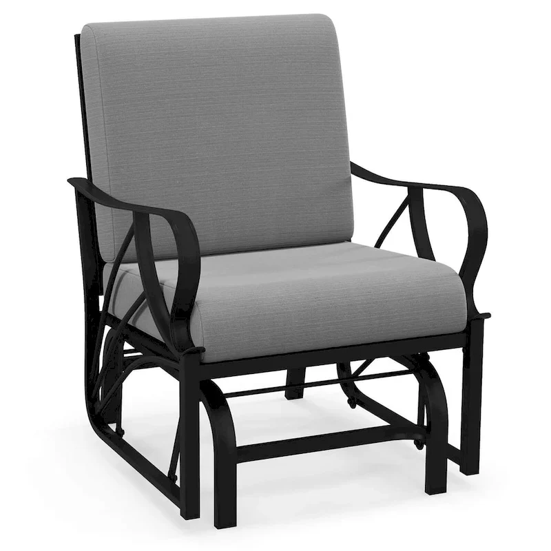 Costway Patio Rocking Chair with Cushion Heavy-Duty Metal Frame Smooth - See Details