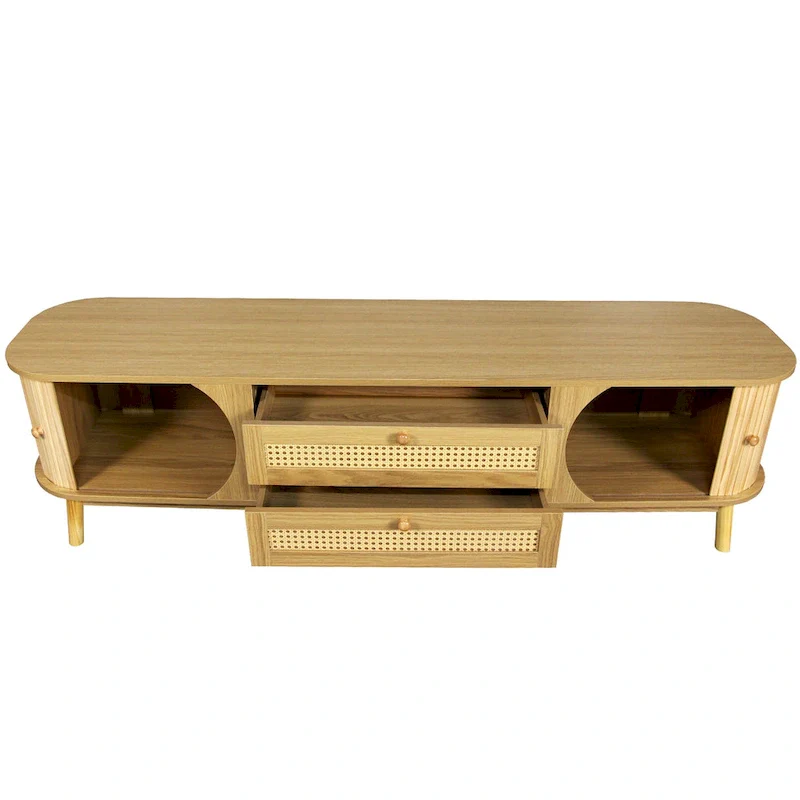 Modern Farmhouse Rattan TV Stand