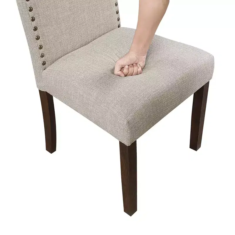 Gray / Taupe Modern Classic Armless Dining Chair, High Back, Set of 2