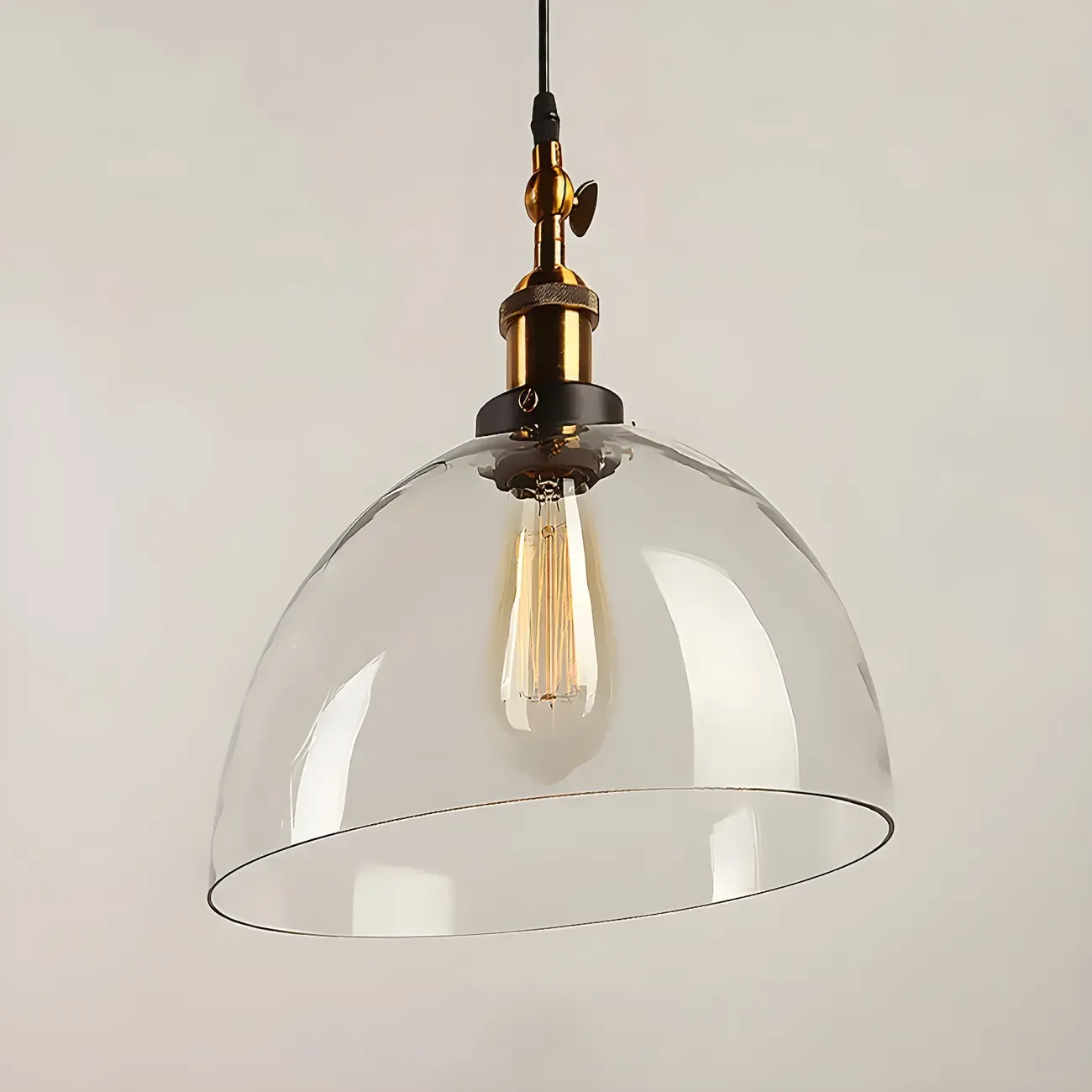 Industrial Geometric Clear Glass Lampshade Kitchen 1-light Pendant Light