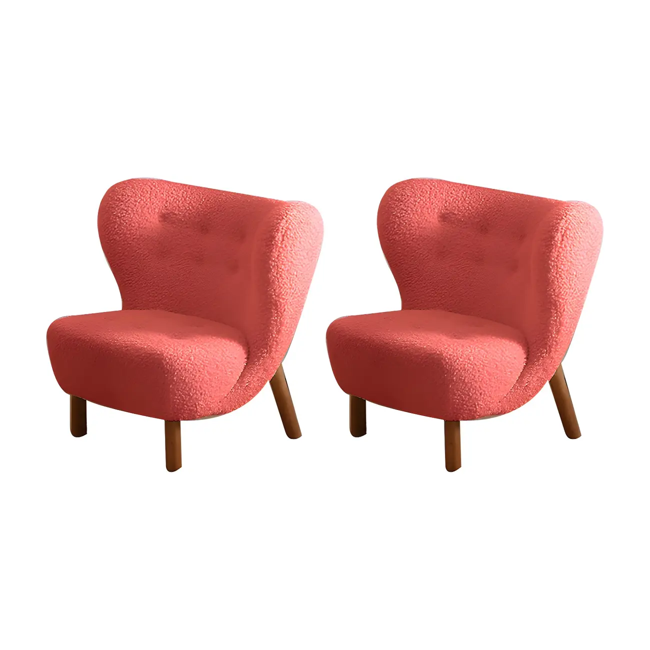 Mid-Century Modern Flannel Accent Chair in Off-White