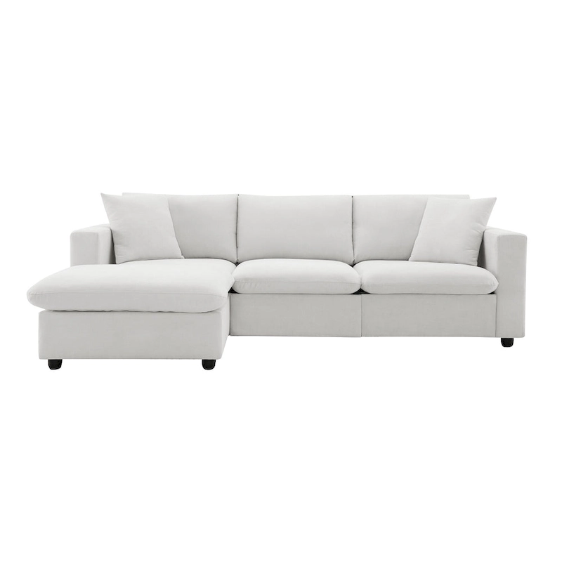 101 L-Shaped Cloud Sectional Sofa with Ottoman & Pocket Springs