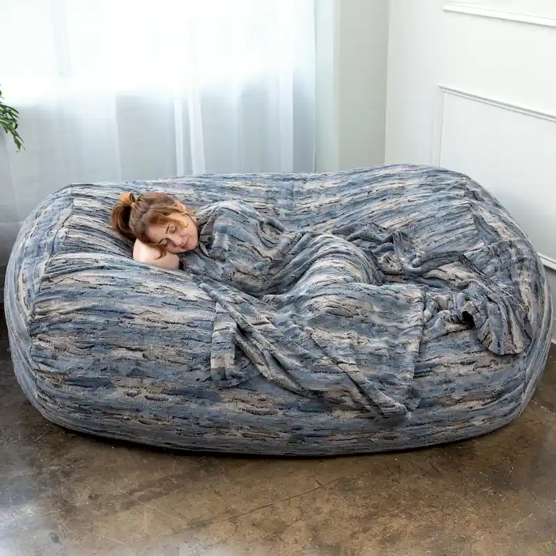 Jaxx Grand Lounger 7 Foot Bean Bag Sofa For Adults - Luxe Faux Fur