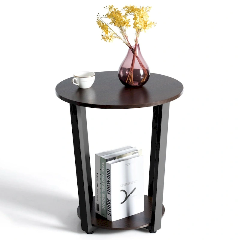 Costway Set of 2 Industrial End Table Sofa Side Table Nightstand Shelf