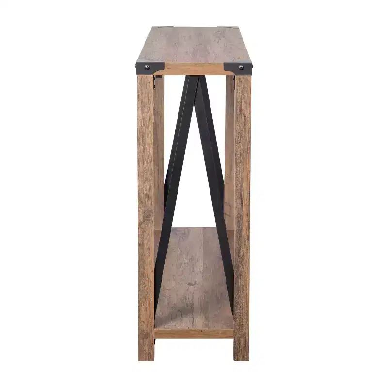 Engineered Wood Modern Farmhouse Entryway Console Table with Metal Accents