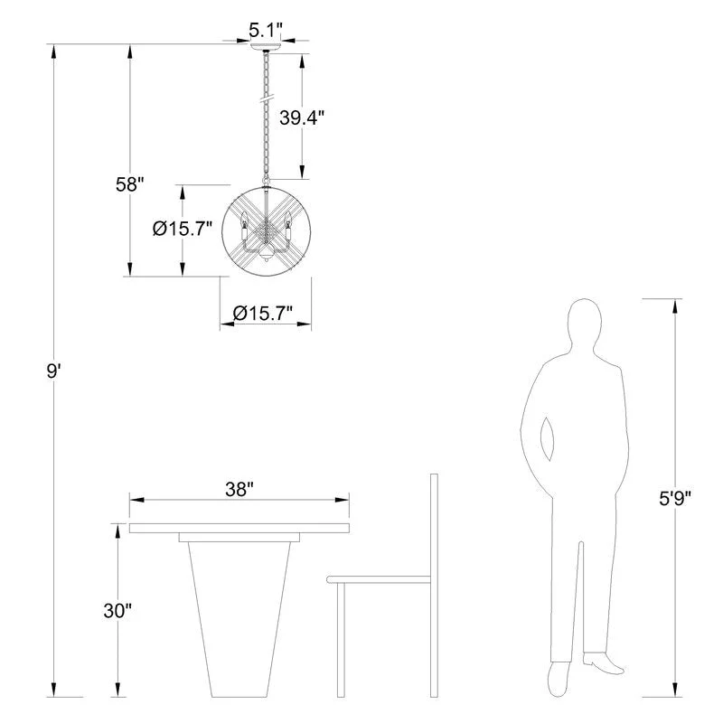 Maxax 4 - Light Unique / Statement Globe Pendant with Crystal Accents - - 15.7*15.7*15.7