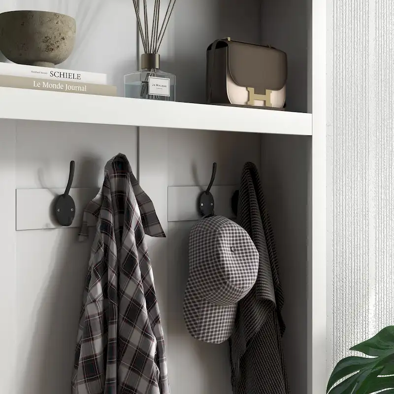 Freestanding Hall Tree, Entryway Bench with Coat Rack, Shoe Cabinet and Top Shelf