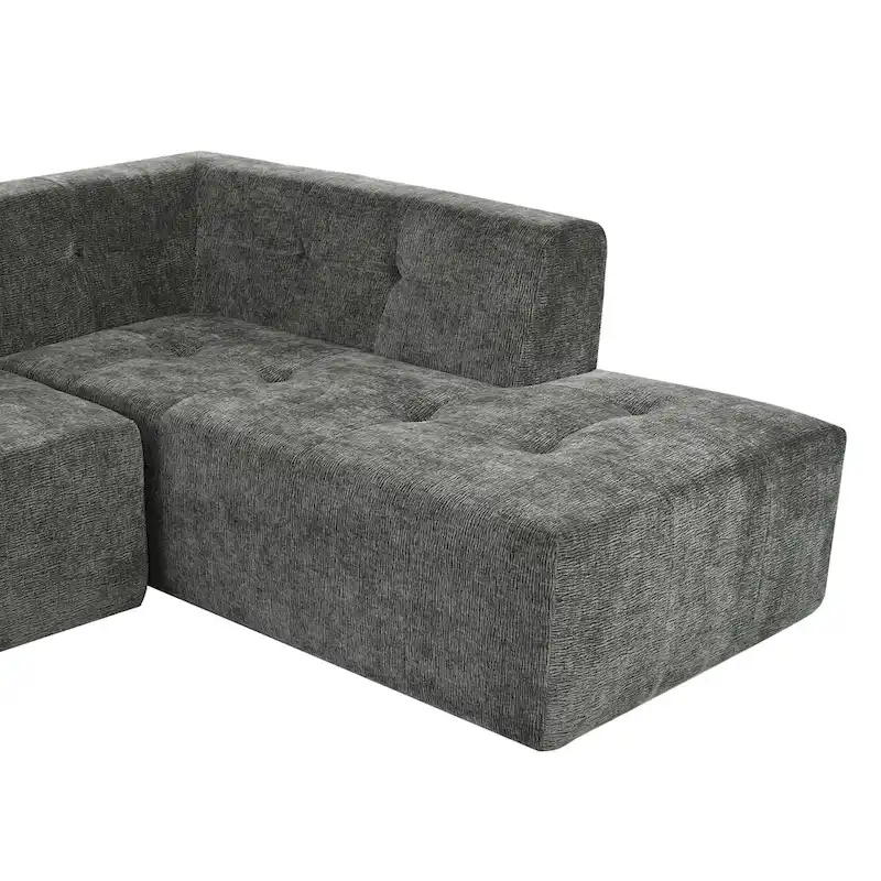 112.2 Chenille Modular L-Shaped Sofa Bed with Free Combination Design and No-Assembly Required