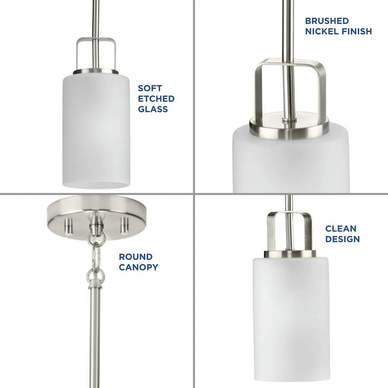 League Collection One-Light Brushed Nickel Farmhouse Mini-Pendant - 5 in x 5 in x 11 in