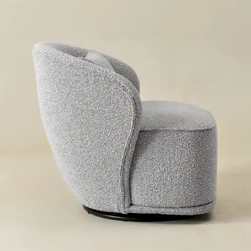 KINWELL 33 Wide Sherpa Boucle Upholstered Swivel Accent Chair