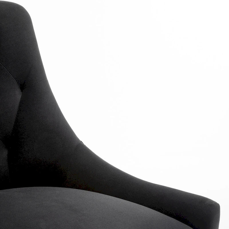 SEYNAR Modern Boucle Velvet Upholstered Accent Dining Chair Set of 2 Tufted Back Armless Chair with Golden Legs